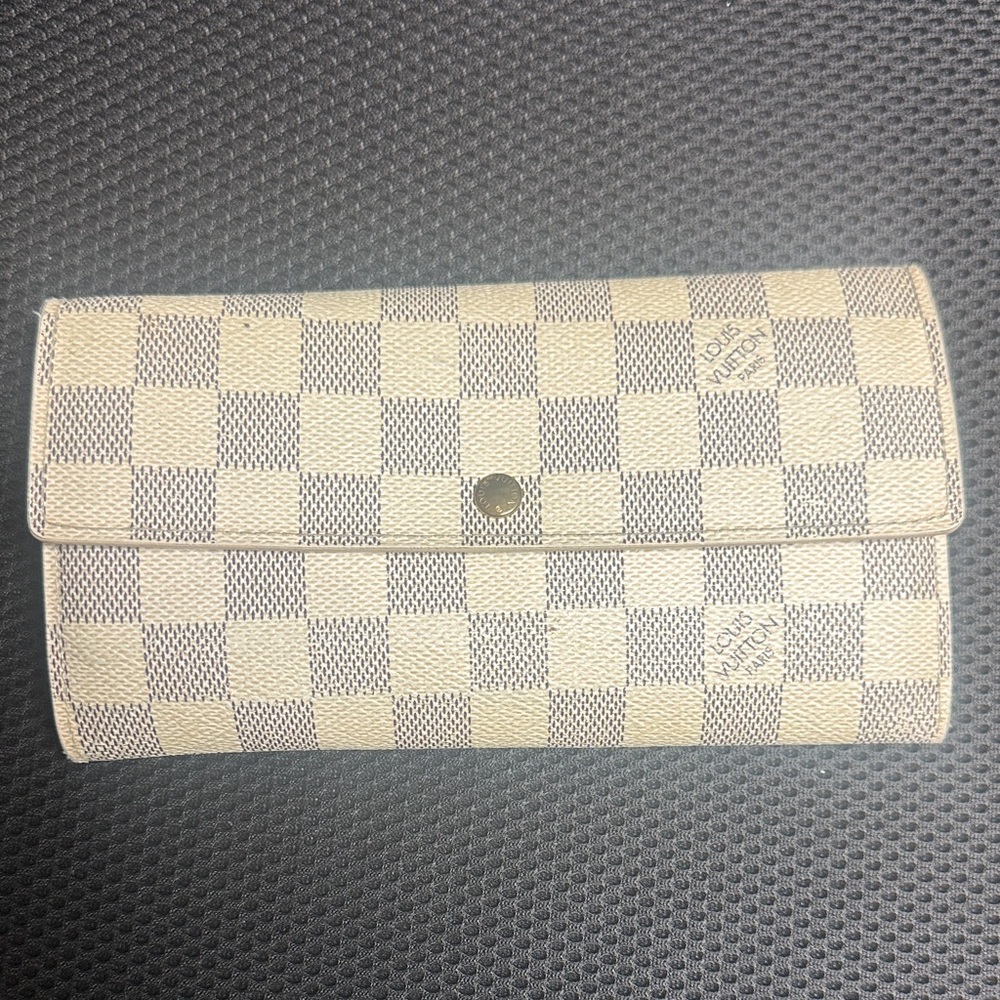 Authentic Louis Vuitton Damier Azur Canvas Sarah wallet